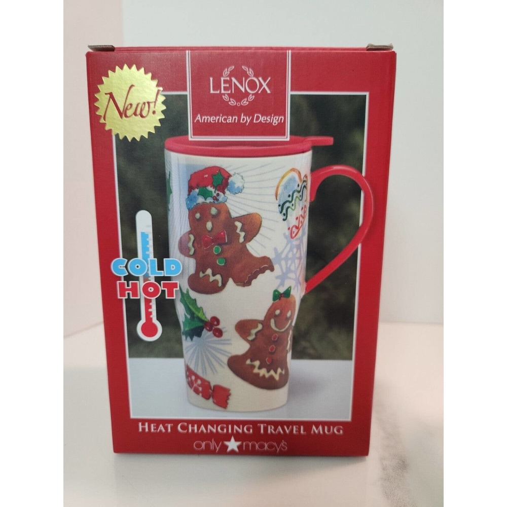 Lenox Home For the Holidays Gingerbread Heat Changing Travel Mug 20 Oz